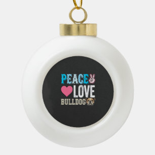 Boule En Céramique Vecteur Peace Love Bouledogue
