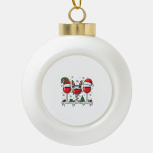 Boule En Céramique Verres à vin rouge de Noël Vecteur de vacances