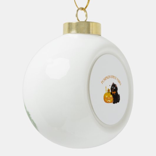 Boule En Céramique Vibes d'épices citrouilles, Halloween, chat noir,  (Gauche)