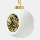 Boule En Céramique Vintage Christmas Holly (Droite)