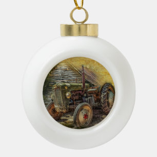 Boule En Céramique Vintage Green Tractor Rustic