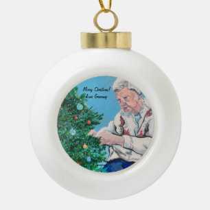 Boule En Céramique Vœu de Noël de NANNY/GRAMMY peint à la main