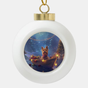 Boule En Céramique Voyage de fête de Noël du Terrier Australien
