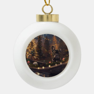 Boule En Céramique Voyage de Noël Festif de Bouledogue Français
