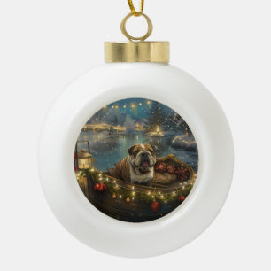 Boule En Céramique Voyage du festival de Noël de Bulldog
