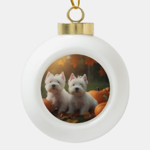 Boule En Céramique West Highland White Terrier Chiot Citrouille d'aut