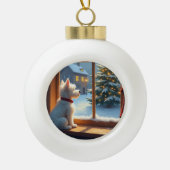Boule En Céramique West Highland White Terrier Christmas Morning View (Devant)
