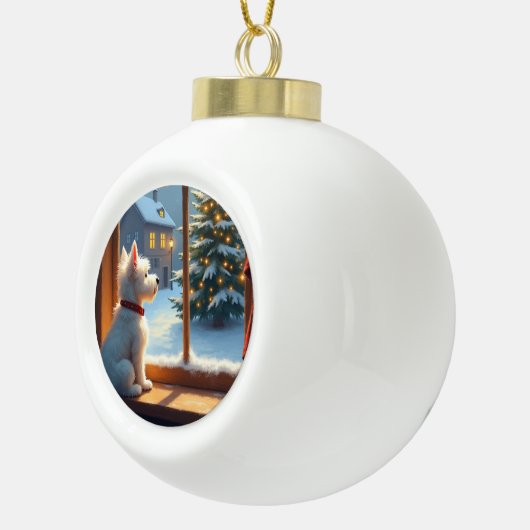 Boule En Céramique West Highland White Terrier Christmas Morning View (Droite)