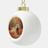 Boule En Céramique Wheaten Terrier dans les feuilles d'automne automn (Droite)