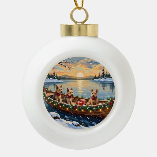 Boule En Céramique Wire Fox Terrier Christmas Boat Holiday (Devant)