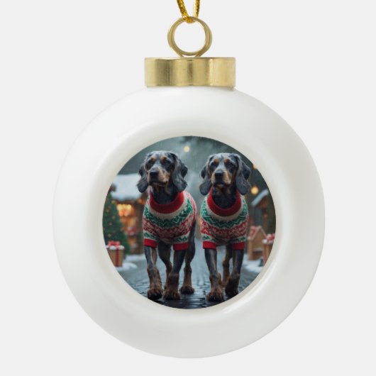Boule En Céramique Wired Haired Pointing Griffon Dogs Christmas Snow  (Devant)