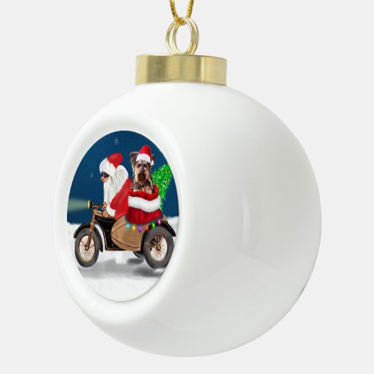 Boule En Céramique Yorkshire Terrier Chien Noël Noël Père Noël (Droite)