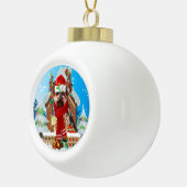 Boule En Céramique Yorkshire Terrier dog with Christmas poists (Droite)