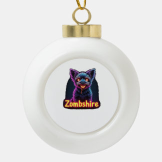 Boule En Céramique Yorkshire Terrier Yorkie Chien Zombie Halloween Ov
