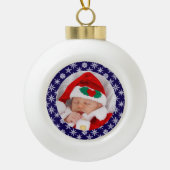 Boule En Céramique Your Photo Santa Baby Blue Background Snowflakes (Devant)