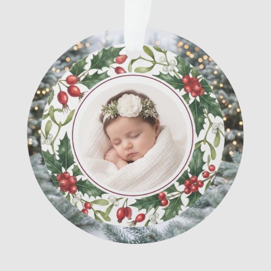 Boule florale classique pour le 1er Noël de bébé (devant)