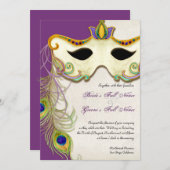 Boule Mascarade Peacock - Faire-part de mariage (Devant / Derrière)