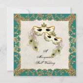 Boule Mascarade Peacock - Faire-part de mariage (Dos)