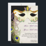 Boule Mascarade Peacock - Faire-part de mariage<br><div class="desc">Cette faire-part de mariage de mascarade élégante et sophistiquée a un charme riche, élégant et mystérieux pour un mariage à thème. Crée avec un masque aquarellé à la main décoré de tourbillons et plumes de paon, et un parchemin texturé arrière - plan avec une couleur arrière - plan entièrement personnalisable...</div>