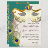 Boule Mascarade Peacock - Faire-part de mariage (Devant / Derrière)