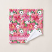 🌺 🌴 Boule tropicale à l'hibiscus, avec texte (Gant de toilette)