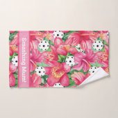 🌺 🌴 Boule tropicale à l'hibiscus, avec texte (Serviette à main)
