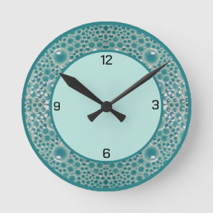 Boule Turquoise Horloge murale pour salle de bain