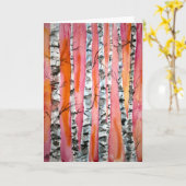 bouleau paysage art abstrait carte de voeux (Fleur jaune)