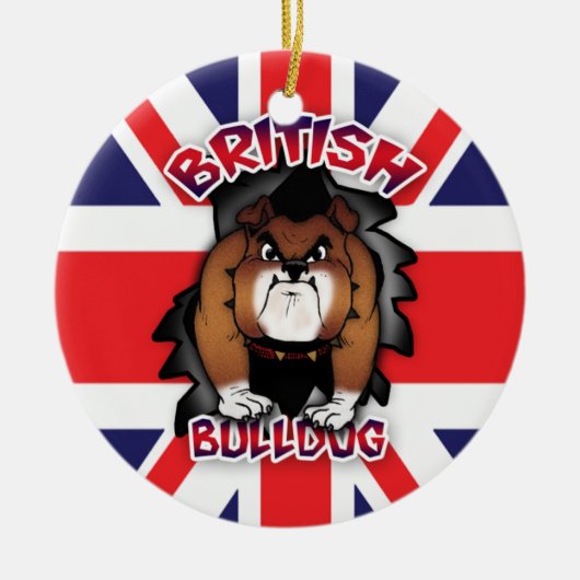 Bouledogue britannique - Union Jack - ornement (Devant)