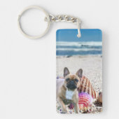 Bouledogue français au bord de la mer porte-clés (Devant)