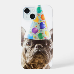 Bouledogue français avec chapeau de fête