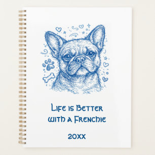 Bouledogue français bleu doodle ligne art frenchie