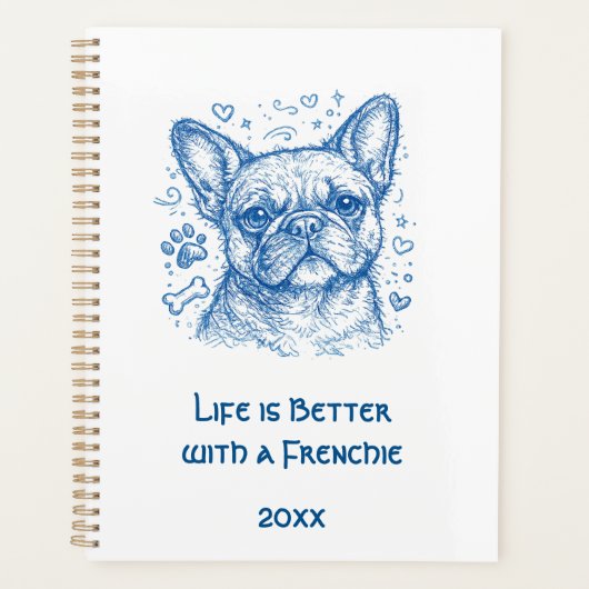 Bouledogue français bleu doodle ligne art frenchie (Devant)