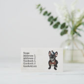 BOULEDOGUE FRANÇAIS et carte de visite BLEU (Debout devant)