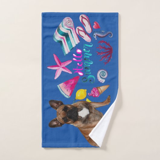 Bouledogue français Hello Summer French Bulldog (Serviette à main)