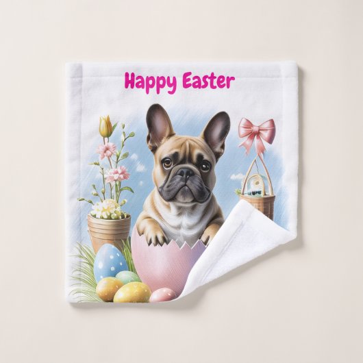 Bouledogue français Joyeuses Pâques Bouledogue Fra (Gant de toilette)