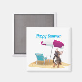 Bouledogue français Magnet heureux d'été (Recto/Verso)