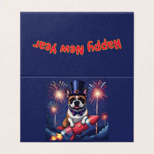 Bouledogue français Nouvel An amusant  Fusée (Outside Unfolded)