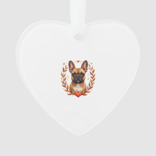 Bouledogue français vintage avec couronne de feuil