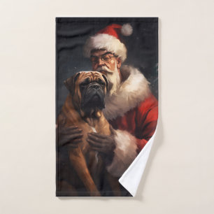 Bouledogue Mastiff avec le Père Noël Noël Festif