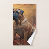 Bouledogue mastiff dans Automne Feuilles tombées I (Serviette à main)