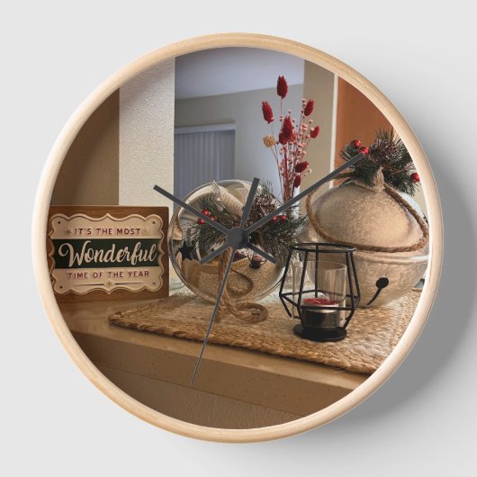 Boules d'argent horloge murale de Noël (Recto)