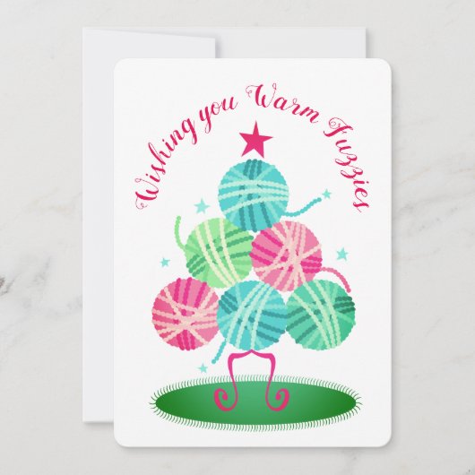 Boules de fil arbre tricot crochet carte de Noël (Devant)