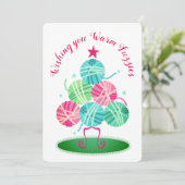 Boules de fil arbre tricot crochet carte de Noël (Debout devant)