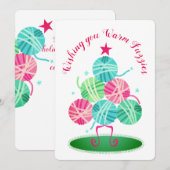 Boules de fil arbre tricot crochet carte de Noël (Devant / Derrière)