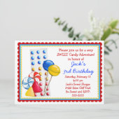 Boules de gomme et invitation de boutons de (Debout devant)