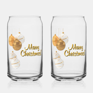 Boules de Noël or et blanc Texte personnalisé