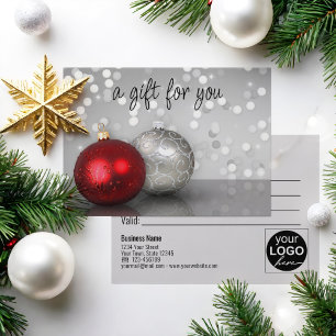 Boules de Noël Rouge Élégant Argent Carte Cadeau