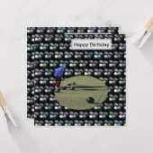 Boules De Pelouse Avec Bowler, Carte D'Anniversair (Devant/Arrière en situation)