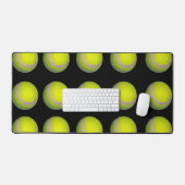 Boules De Tennis Jaunes Sur Noir, Mat De Bureau (Clavier et souris)